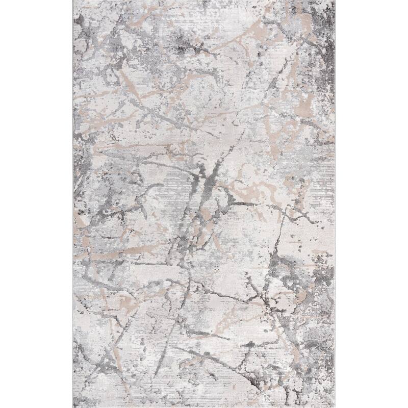 Elite Collection Grey/Beige Transitional Abstract Area Rug