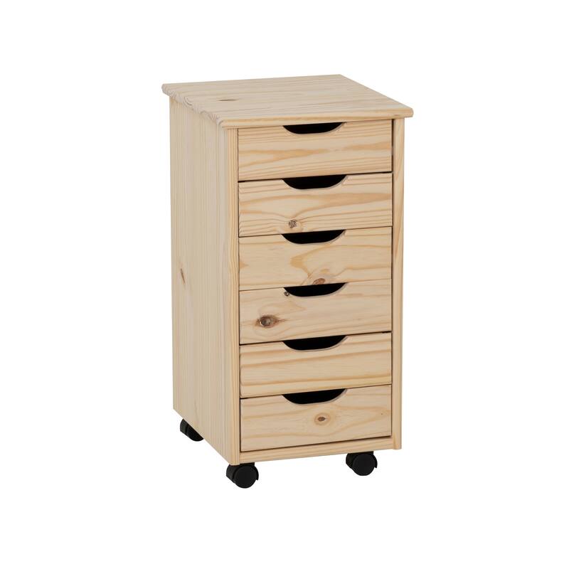 Wooden Storage Cabinet with Casters- 25.75" - Beige