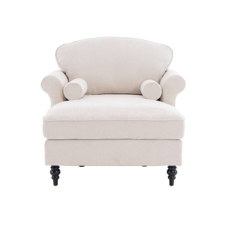 Anmytek Oversized Chenille Chaise Lounge Sofa Bed - Wide Seat Lazy Sleeper Reading Armchair