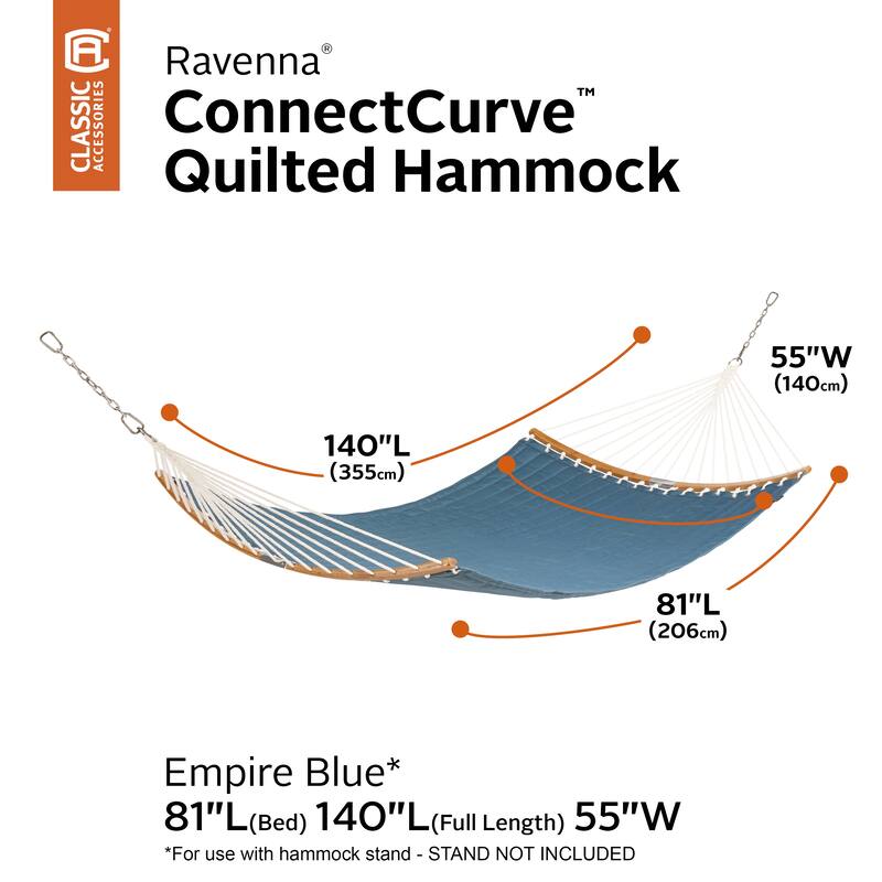 Classic Accessories Ravenna ConnectCurve Quilted Double Hammock, 81"L x 55"W