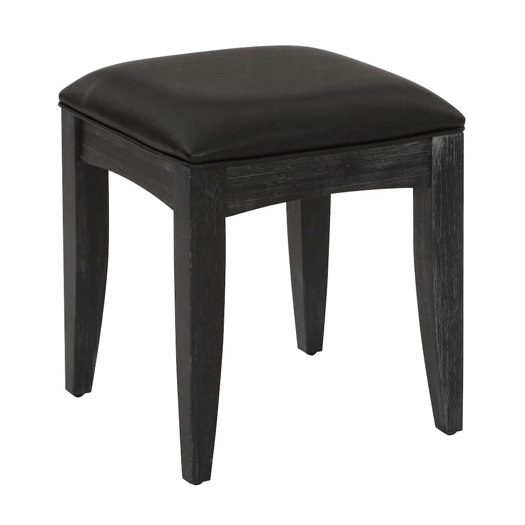Farmhouse Basics Upholstered Vanity Bench Seat in Rustic Black