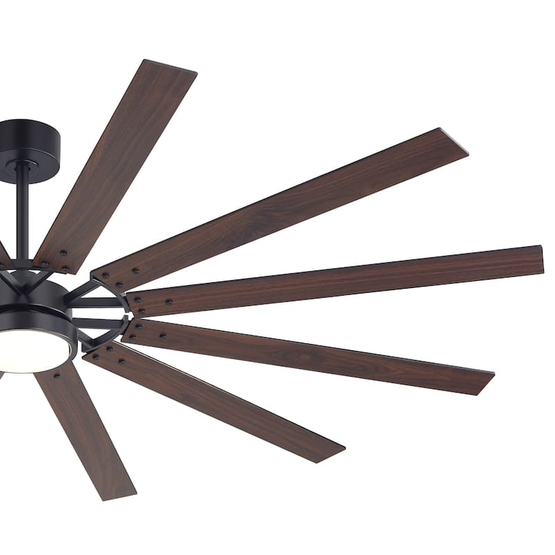 72"/80" Large Windmill Ceiling Fan with Light and Remote(12 Reversible Blades)