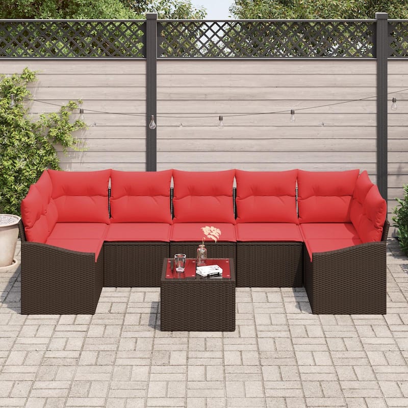 vidaXL 8 Piece Garden Sofa Set with Cushions - 113.8×48.6×27.2