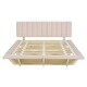 preview thumbnail 11 of 14, Pink Queen Velvet Upholstered Platform Bed w/ Hydrualic Storage, Floating Wood Bed Frame w/ LED Light & USB Port for Kids Adults