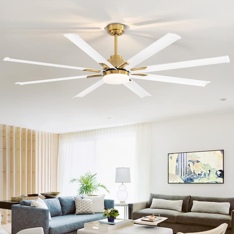 72-in Gold LED Indoor Chandelier Ceiling Fan with Light Remote (8-Blade)