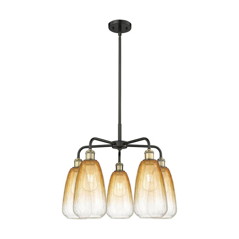 Innovations Lighting Endless Possibilities Ballston - Brookhaven Almond - 5 Light 25" Stem Hung Chandelier - Black Antique Brass/Amber