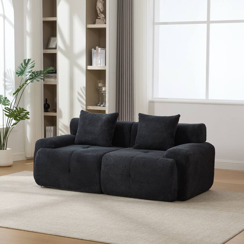 73.2"W Modern Upholstered Loveseat Sofa with 2 Pillows,Fluffy Compressed Sofa, No assembly required