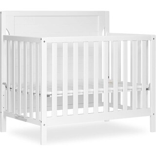 Dream On Me Bellport 4 in 1 Convertible Mini/ Portable Crib I Mini Baby Crib I Includes 1.5 Mattress - White