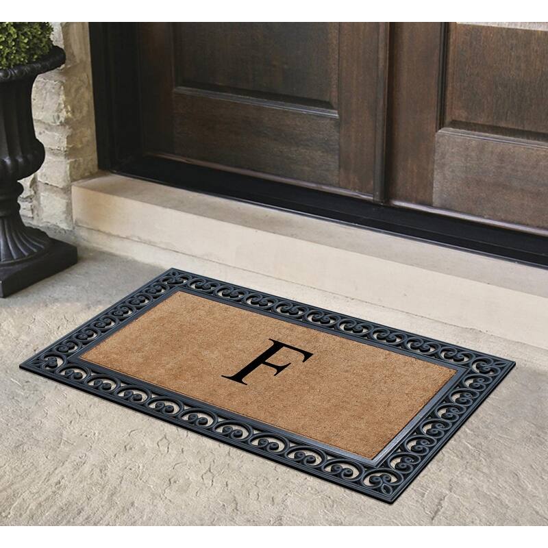 A1HC Natural Rubber and Coir Monogrammed Front Porch Entry Doormat 30"X48"
