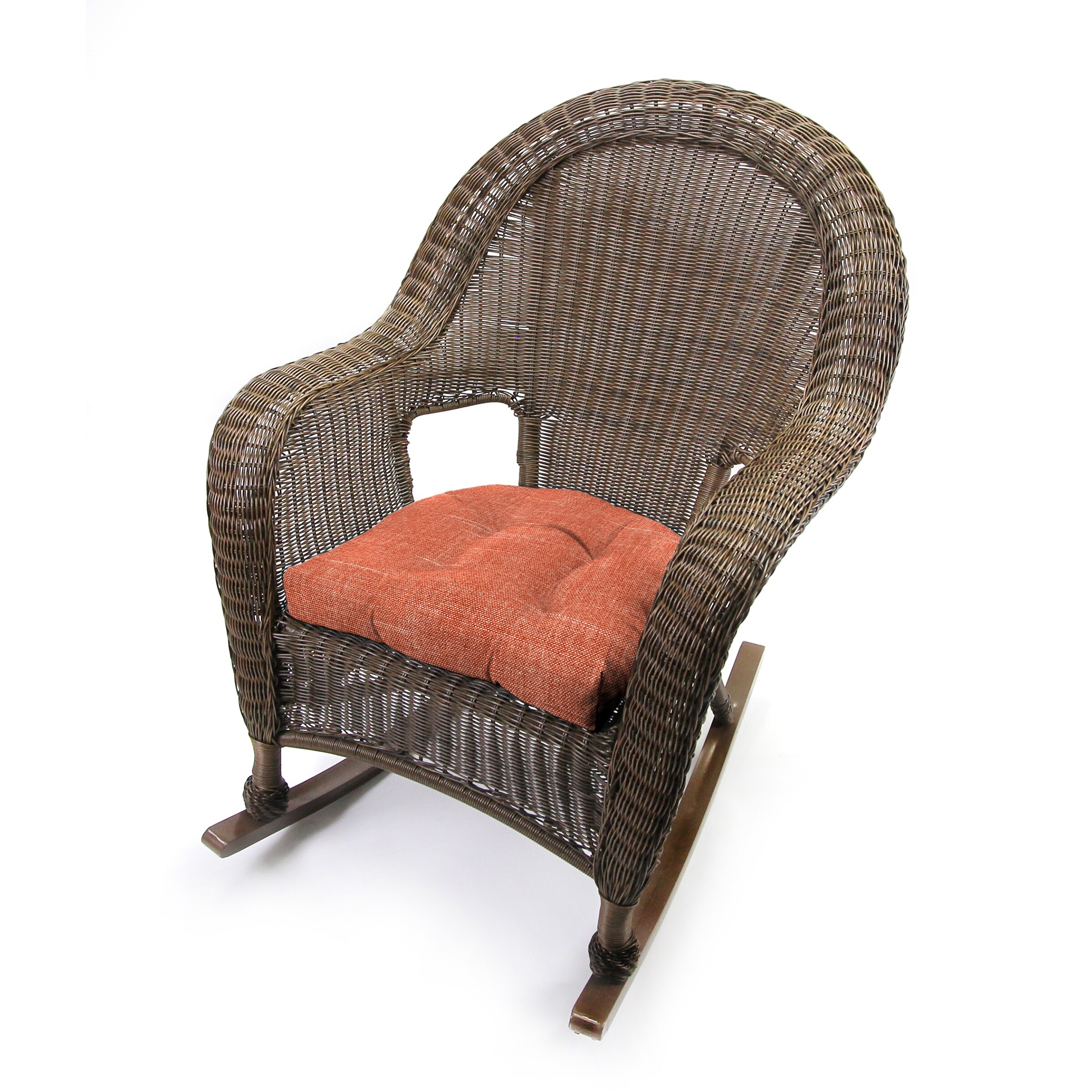 Teal Stripe Tufted Outdoor Wicker Cushion Set for Bench and 2