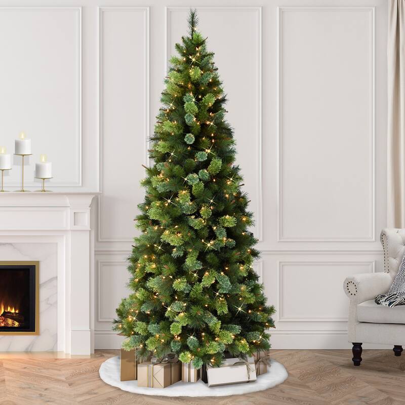 Puleo International 7.5' Pre-Lit Slim Portland Pine Christmas Tree - 7.5 - Green