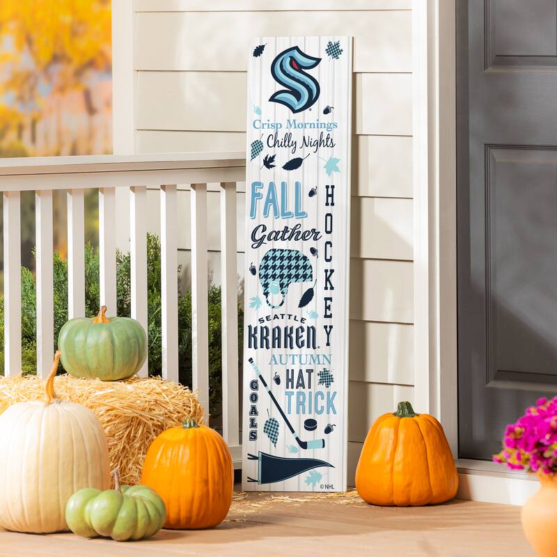 47" Double Sided Seasonal Porch Leaner, Seattle Kraken - 47" x 11.25" - Fall