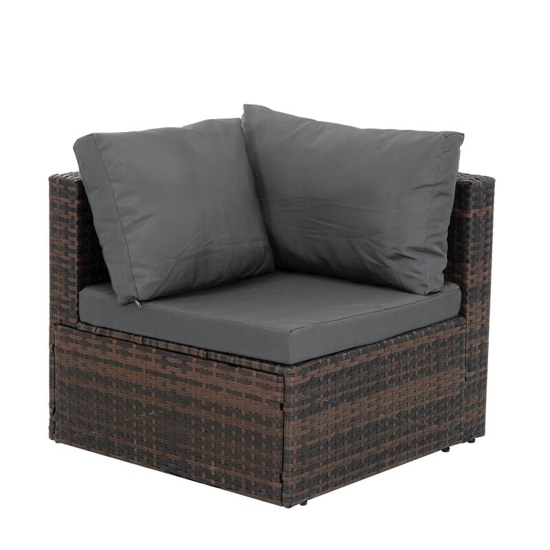 GDFStudio - Stylish 5-Piece Outdoor PE Wicker Patio Set with Tempered Glass Coffee Table, Seats 4