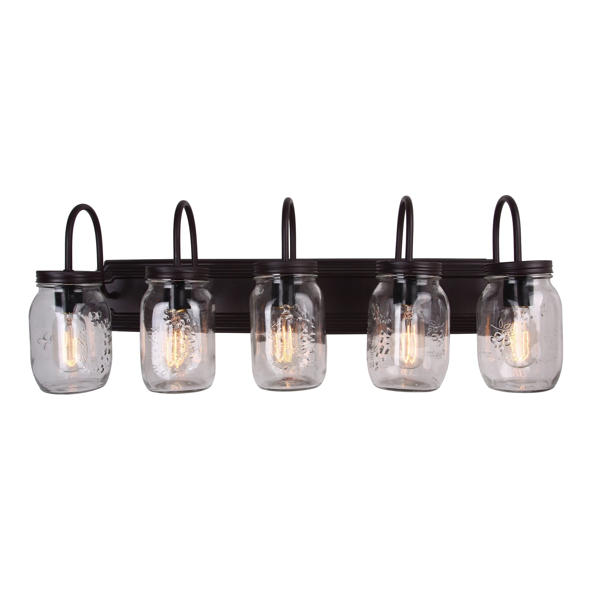 5 Light Mason Jar Vanity Fixture With Glass Shade Overstock 19555258