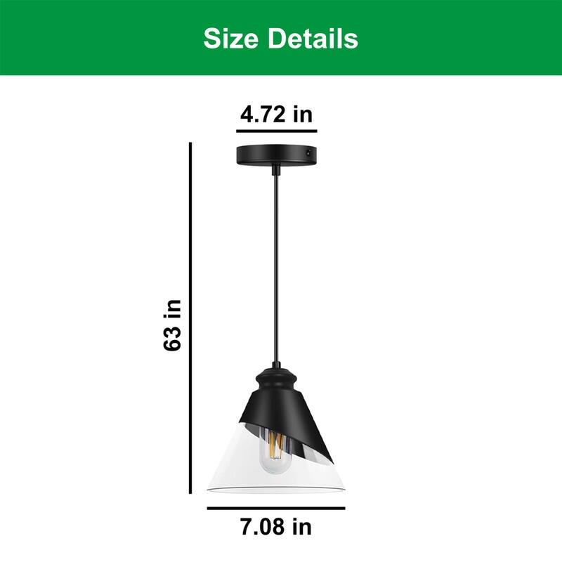 1 Light bulb light black dining room light glass, metal pendant light