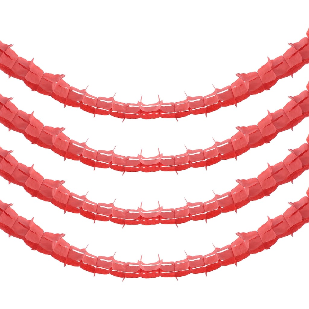 4Pcs Total 40Ft Four-Leaf Tissue Paper Garland Hanging Streamers