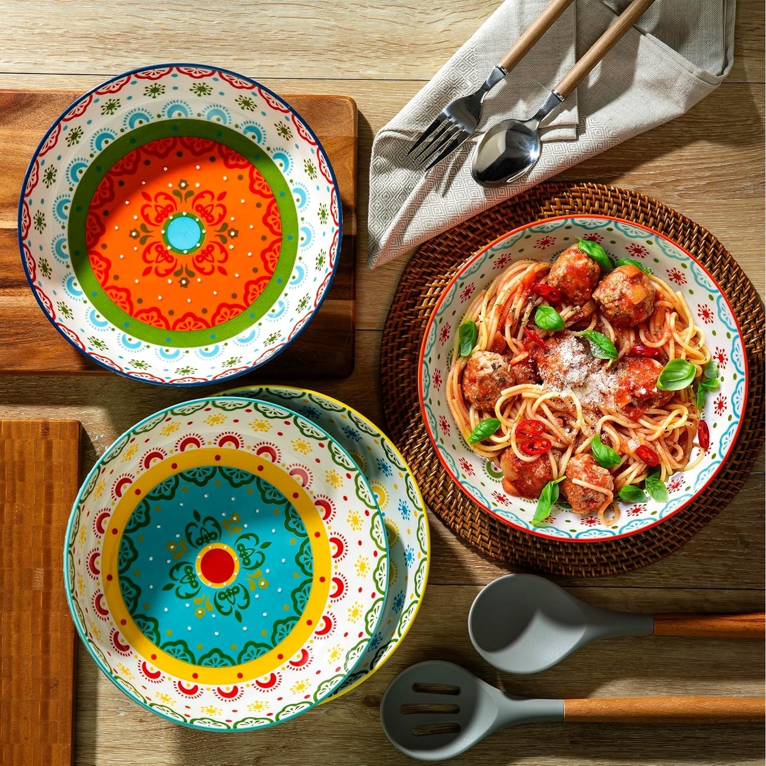 Signature Housewares Marrakesh 36 OZ Shallow Ceramic Dinner Bowls