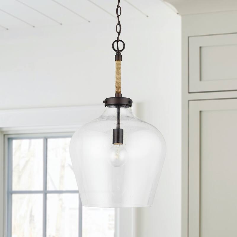 Boland 1-light Hanging Pendant w/ Clear Seeded Glass