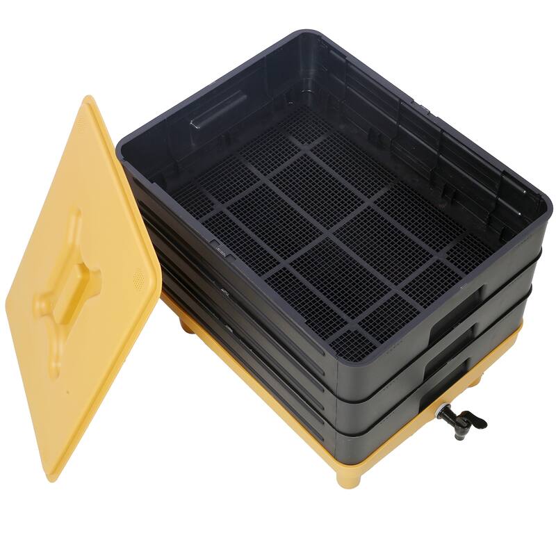 3-Tray 65L Worm Farm Kit, Vermicomposting Starter for Food Waste