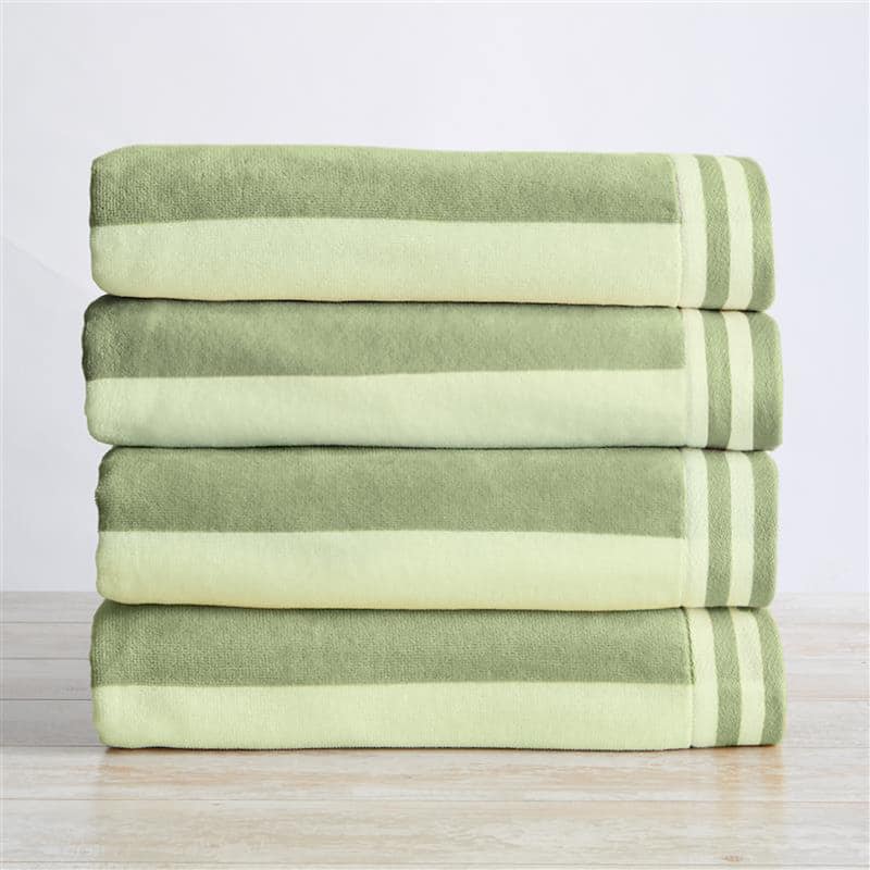 Linery & Co. 100% Cotton Velour Cabana Stripe Beach Towel