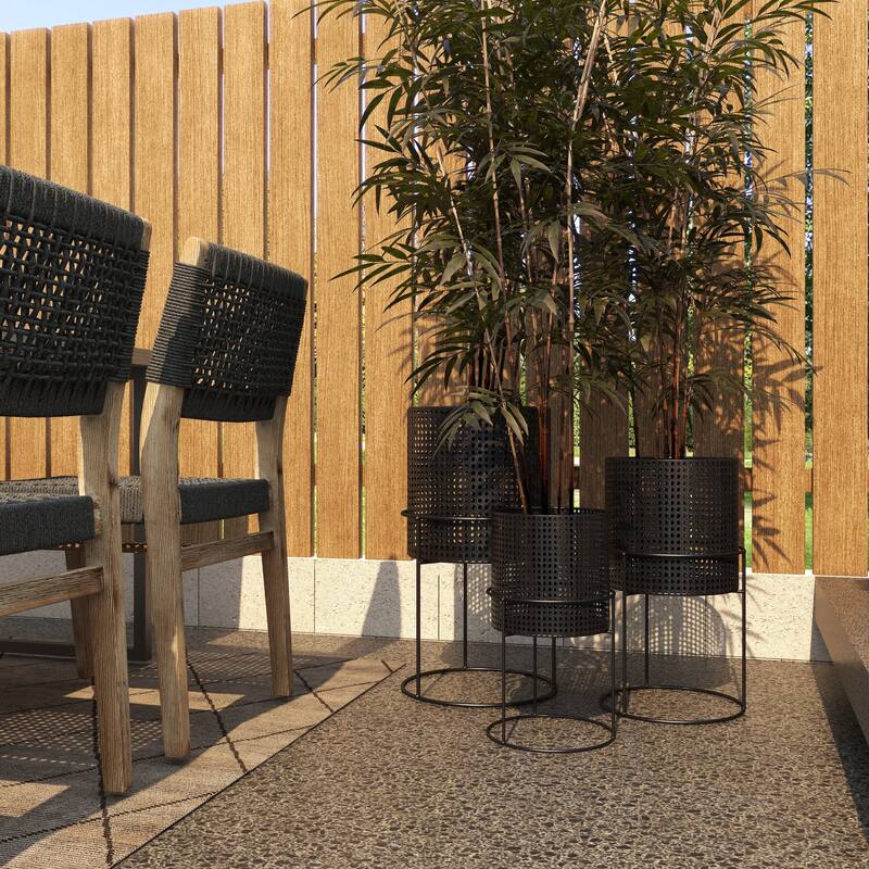 White Black or Gold Basket Style Glam Modern Planter Stands (Set of 3) - S/3 23", 19", 15"H