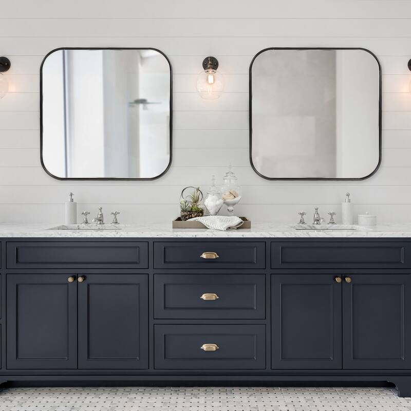 Allan Andrews Brushed Black Square Stainless Steel Framed Vanity Mirror - 30" x 30"