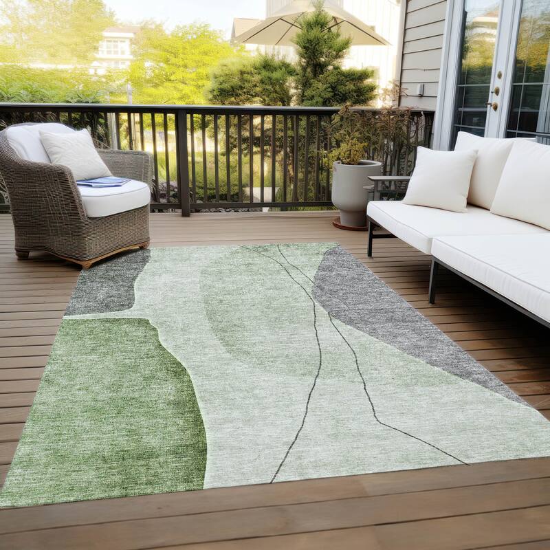 Machine Washable Indoor/ Outdoor Chantille Modern Abstract Rug
