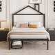 preview thumbnail 33 of 43, Full Size House Shaped Metal Platform Bed with Drawers Black
