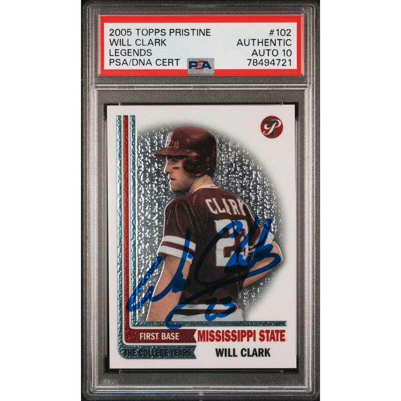 Will Clark 2005 Panini Pristine Signed Card #102 Auto Graded PSA 10 78494721 - 8'6" x 11'6"