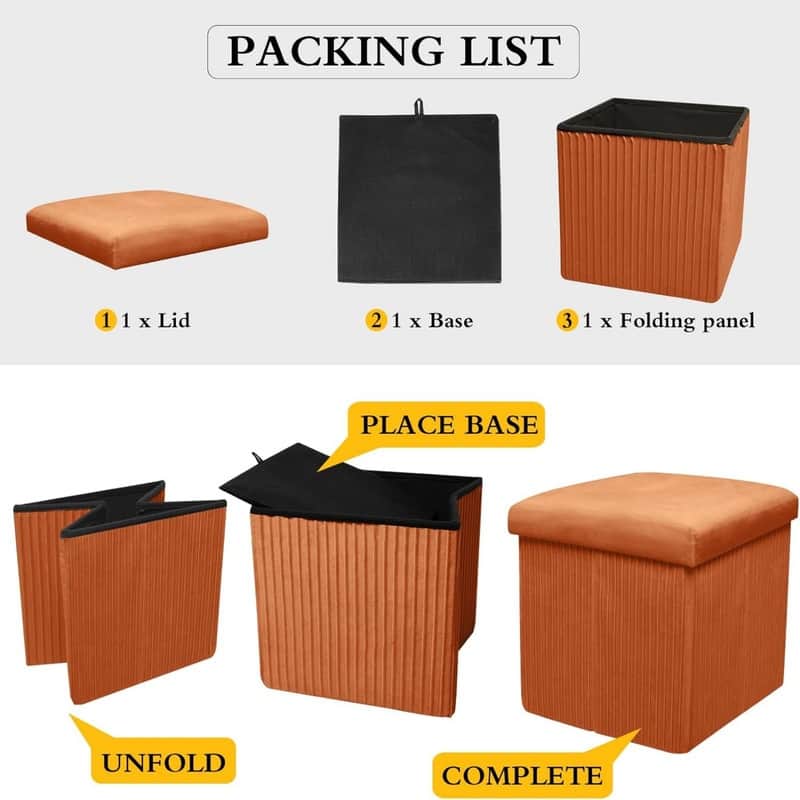 12 Inch Small Ottoman with Storage