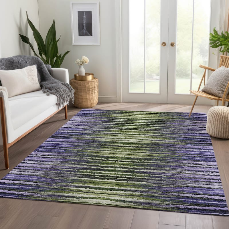 Lara Stripe Spill-Resistant Classic Elegance Outdoor Rug