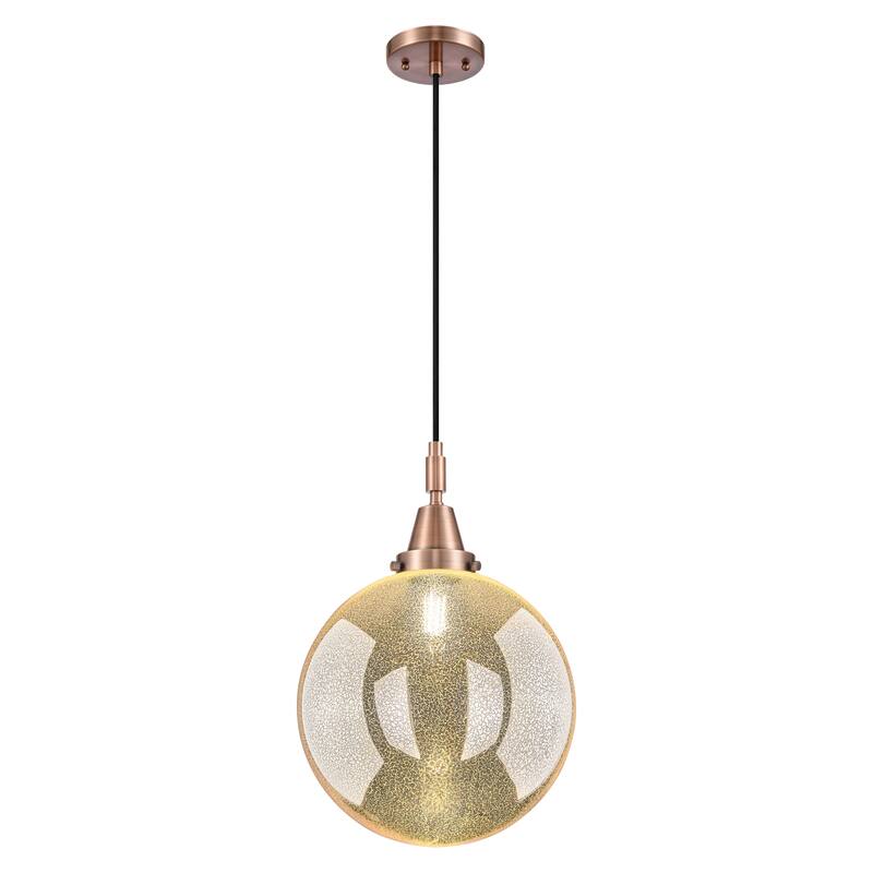 Innovations Lighting Downtown Urban - Caden Beacon - 1 Light 12" Cord Hung Mini Pendant - Antique Copper/Mercury Shade
