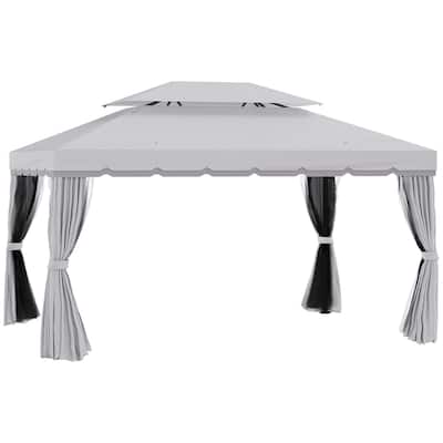 10' x 13' Outdoor Gazebo Canopy Shelter with Netting and Curtains