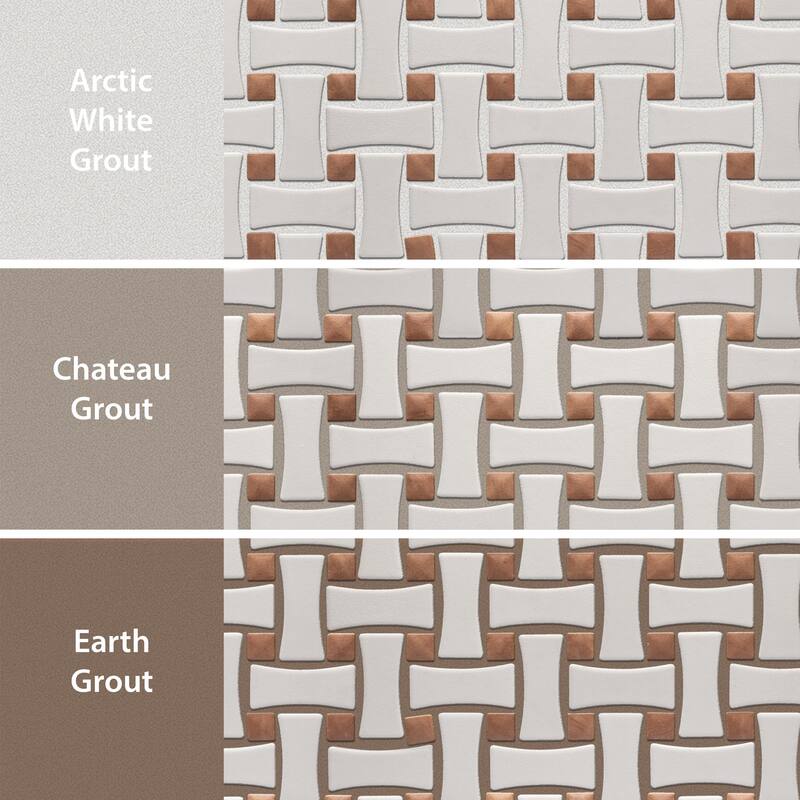 Merola Tile Sentier des Cotto Dot with White Dog Bone Bsktwv 10" x 10" Porcelain Mosaic Floor and Wall Tile