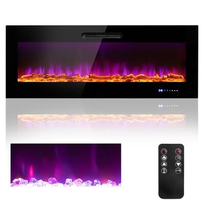 Costway 50''\60'' Electric Fireplace Recessed Wall Mounted Heater