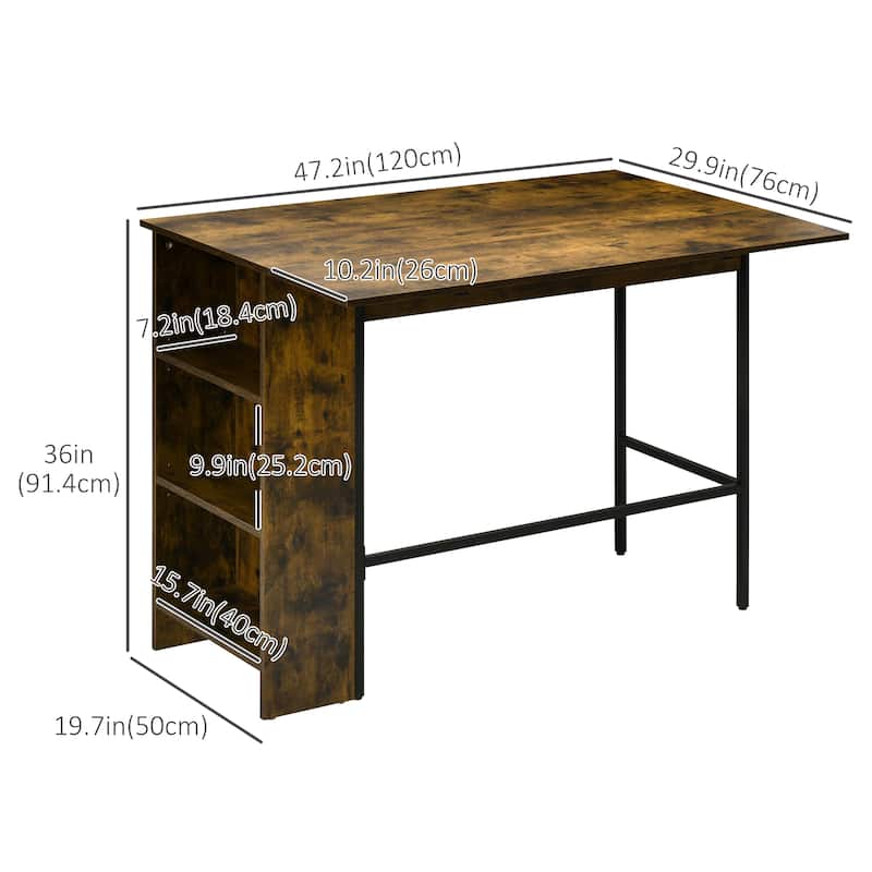 Extendable Bar Table Storage Foldable Counter Height Table
