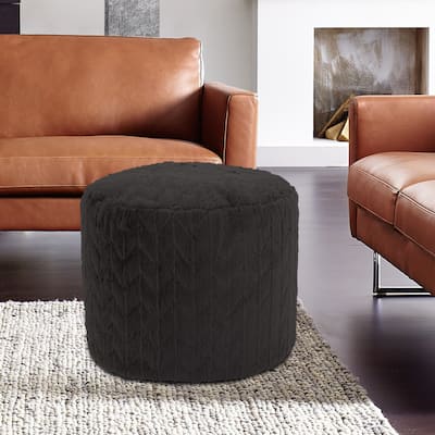 Allan Andrews Tall Pouf Angora Ebony