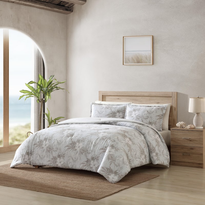 Tommy Bahama Beachway Blooms Reversible Grey Duvet Cover Set