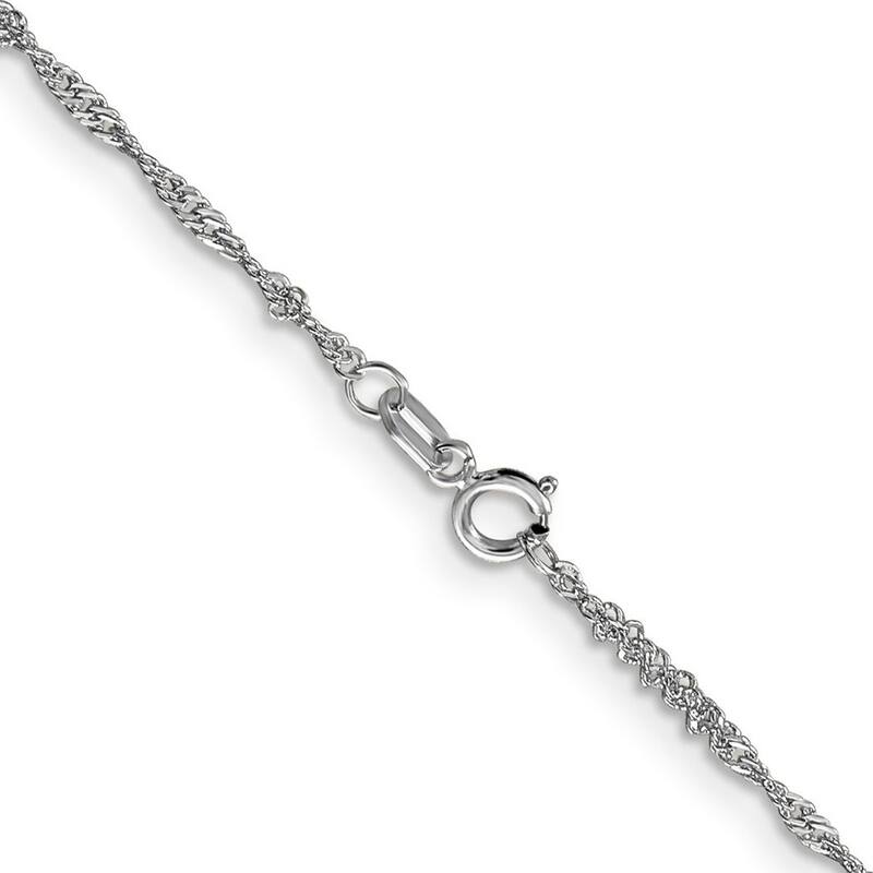 Curata Women's 14k White Gold 1.4mm Solid Singapore Chain Anklet - 9 Inch - Spring Ring