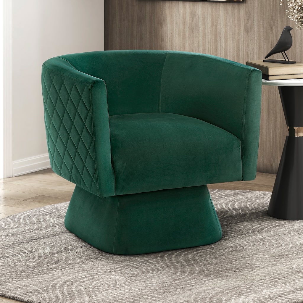 Gale 29" Velvet Swivel Chair - Diamond Stitched Chair Back