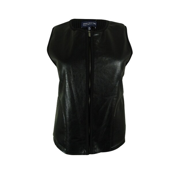 Shop Jones New York Women S Faux Leather Vest Black Ps Ships