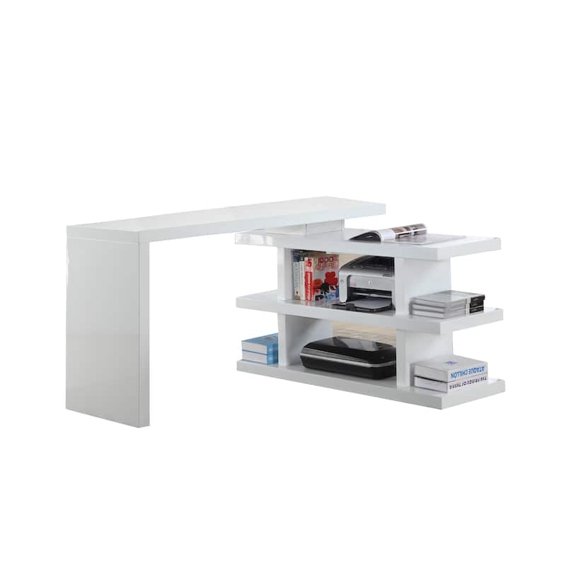 Somette Gloss White Motion Home Office Desk