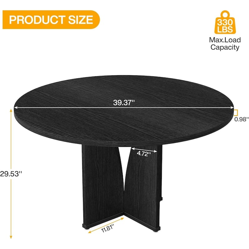 39.4-inch Wood Round Kitchen/Dining Table for 4 People Dining/Living Room