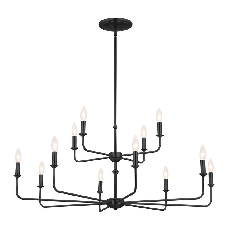 Kichler Lighting Pallas 12-Light Black 2-Tier Chandelier - 42.75 in