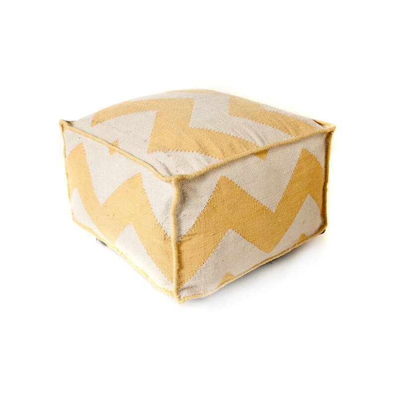 Jiti Indoor & Outdoor Chevron Patterned Casual Square Lounging Pouf Ottoman Seating for Indoor Space 24 x 24 x 13