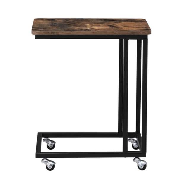 Shop Modern Industrial Side Table Nightstand Tv Tray On Wheels