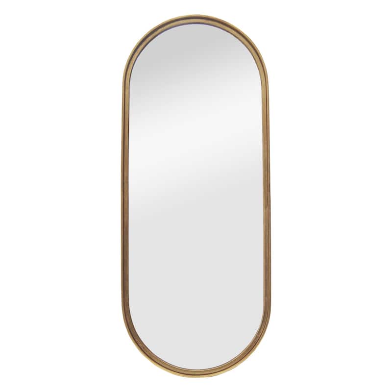 Modern Oval Gold Frame Wall Mirror, 17.75 x 43.125''