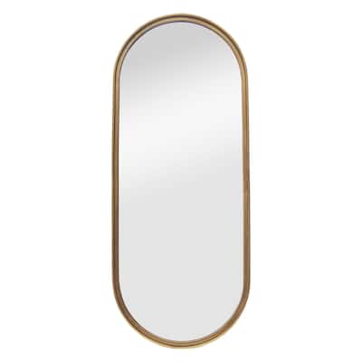 Modern Oval Gold Frame Wall Mirror, 17.75 x 43.125''