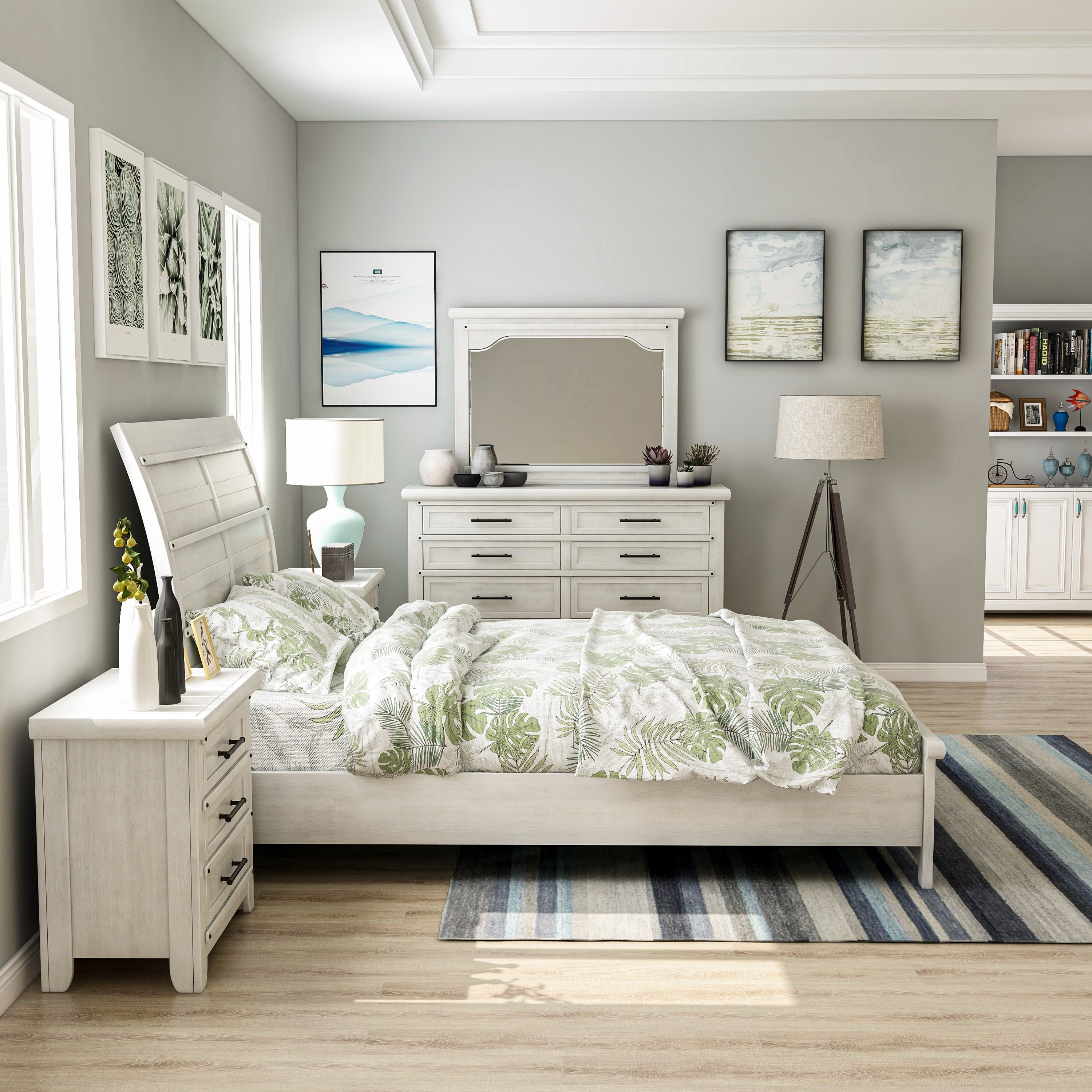 Furniture Of America Tiwo Farmhouse White 5 Piece Bedroom Set