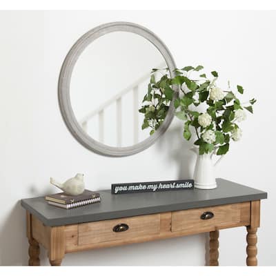 Kate and Laurel Mansell Wood Framed Wall Mirror - 28" Diameter